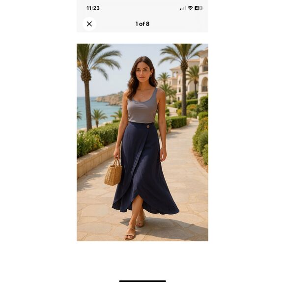 MATILDA JANE CLOTHING • with Joanna Gaines • Navy Cottagecore Wrap Maxi Skirt • - Picture 1 of 10